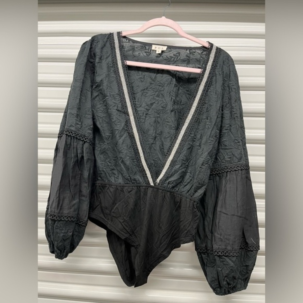 POL Black Wrap Fitted Bodysuit Size S